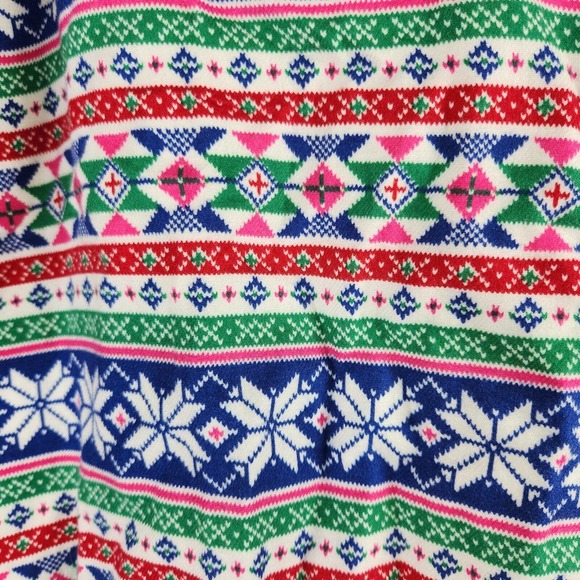 Land's End Womens Night Gown Size XL 18 Fair Isle Long Sleeve Christmas Red Blue - Picture 3 of 5